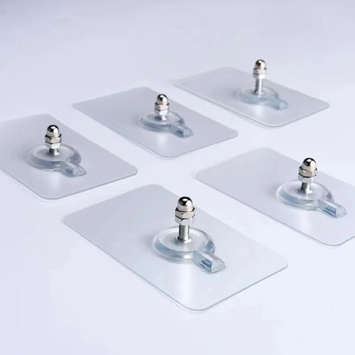 Cinco tornillos adhesivos transparentes