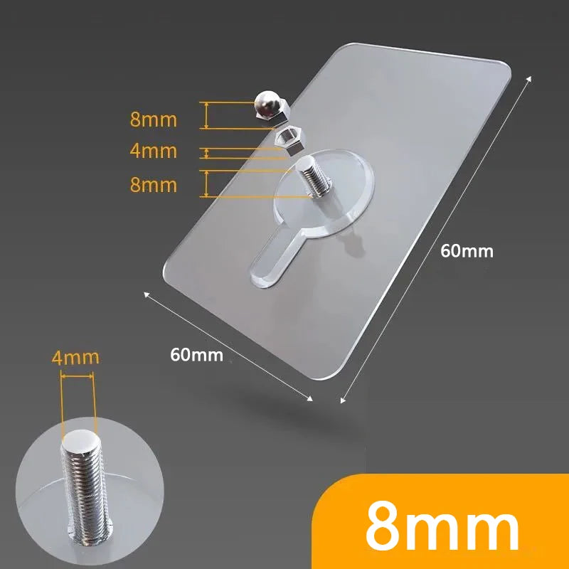 Medidas del tornillo adhesivo de 8 mm, con base de 60 × 60 mm
